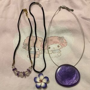 Purple hippie necklaces bundle